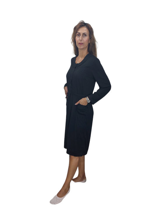 MarDim Long Sleeve Long Sleeve Dress Black Braid with 3 buttons