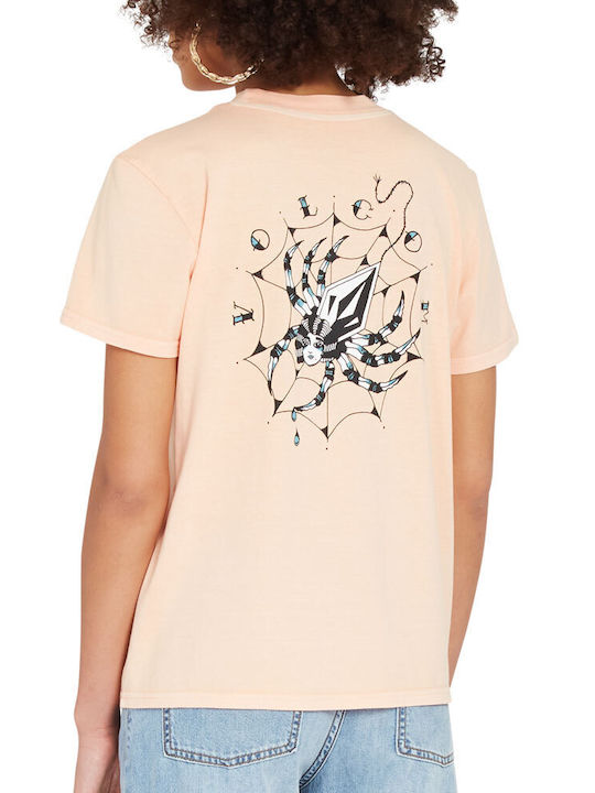 Volcom Volchedelic Γυναικείο T-shirt Πορτοκαλί με Στάμπα