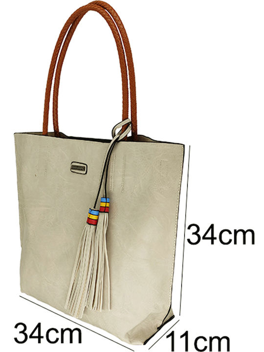 Damenhandtasche / Umhängetasche - Einkaufstasche - Tote - Mit Umhängetasche Extra - Necessaire - Elfenbein