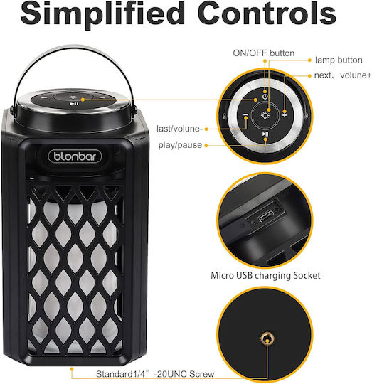 Blonbar Bluetooth Speaker 10W with Battery Life up to 24 hours Black