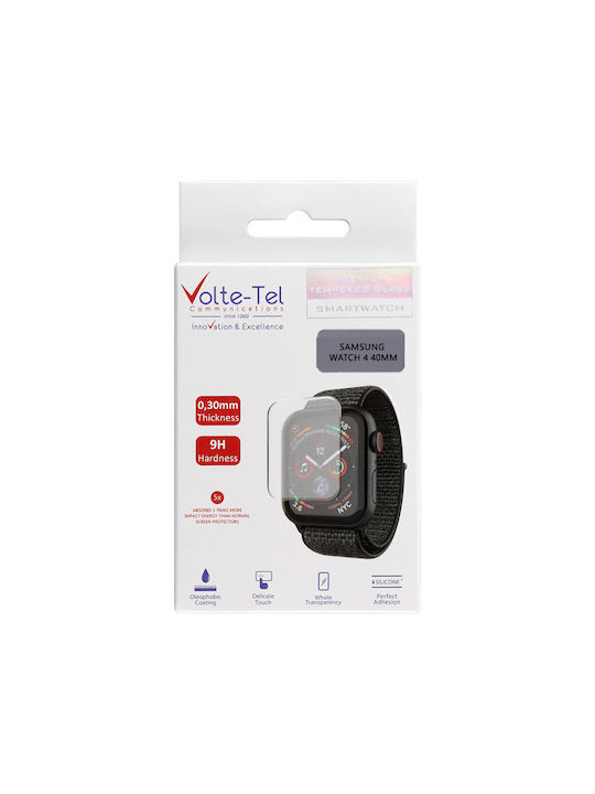 Volte-Tel Edge Cover with Key Πλαστική Θήκη με Τζαμάκι σε Λευκό χρώμα για Galaxy Watch 4 40mm