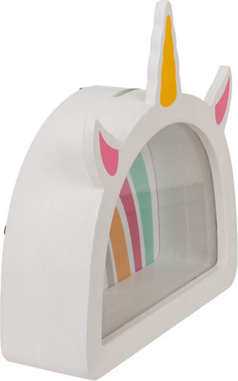 Out of the Blue Rainbow Unicorn Money Box Wooden Multicolored 17.5x5x18cm