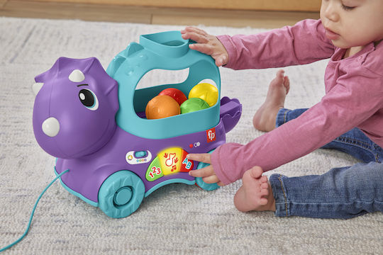 Fisher Price Pull-Along Toy Little Dino with Light and Sounds for 12++ Months