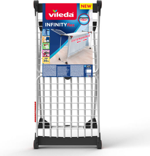 Vileda Infinity Flex Сгъваема Подова Метална Сушилня с Колела с Дължина на Сушене 30m