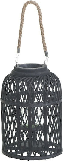 Inart Wooden Lantern Black/Natural 22x22x30cm