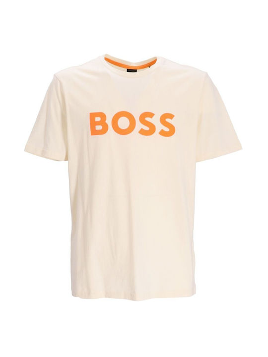 Hugo Boss T-shirt Bărbătesc cu Mânecă Scurtă Bej