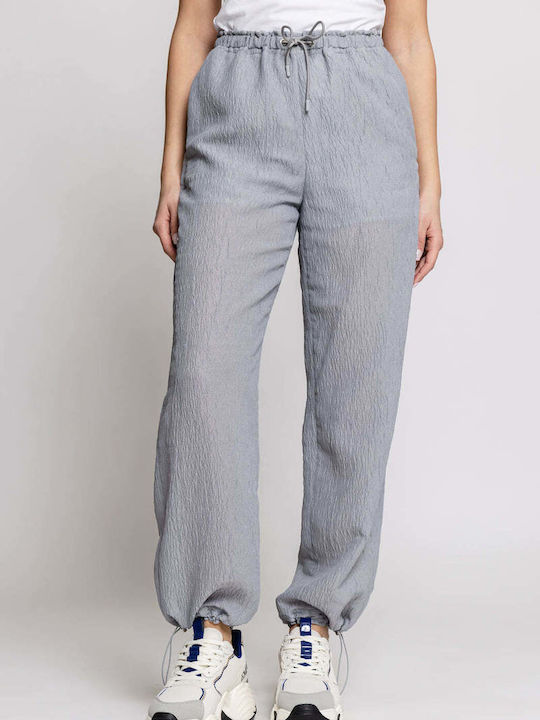 Emporio Armani Women's High-waisted Fabric Trousers Gray