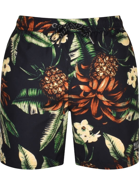 Black Pineapples Men's Swimwear Shorts Multicolour Floral