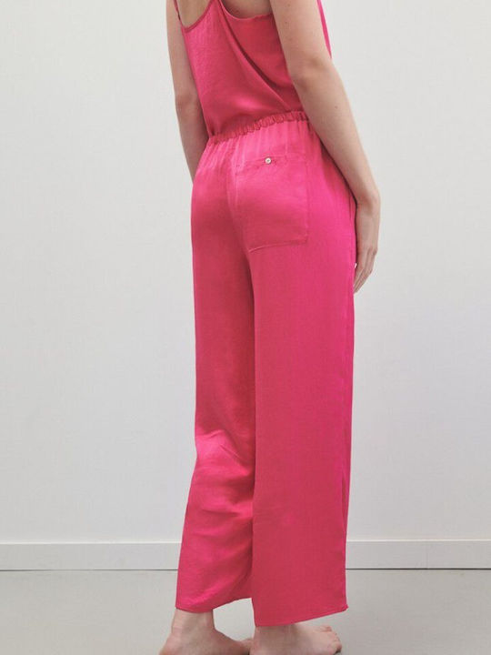 American Vintage WID10E Femei Țesătură Pantaloni largi cu Elastic Fuchsia WID10EE