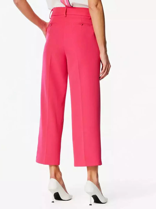 Forel Damen Hochtailliert Stoff Palazzo-Hose Rosa