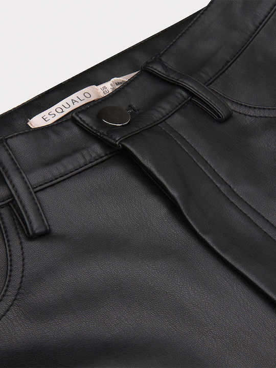 ES-F22-11504 Women's High-waisted Fabric Trousers Flared Black
