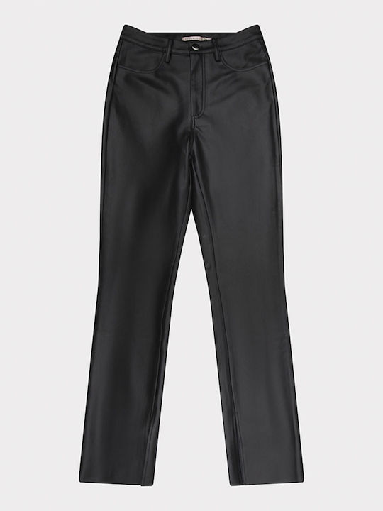 ES-F22-11504 Women's High-waisted Fabric Trousers Flared Black