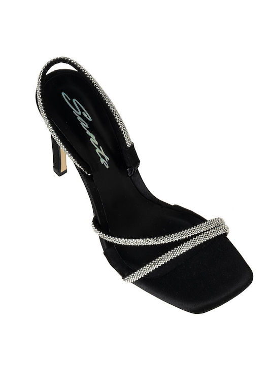 Sante Fabric Women's Sandals with Strass Black