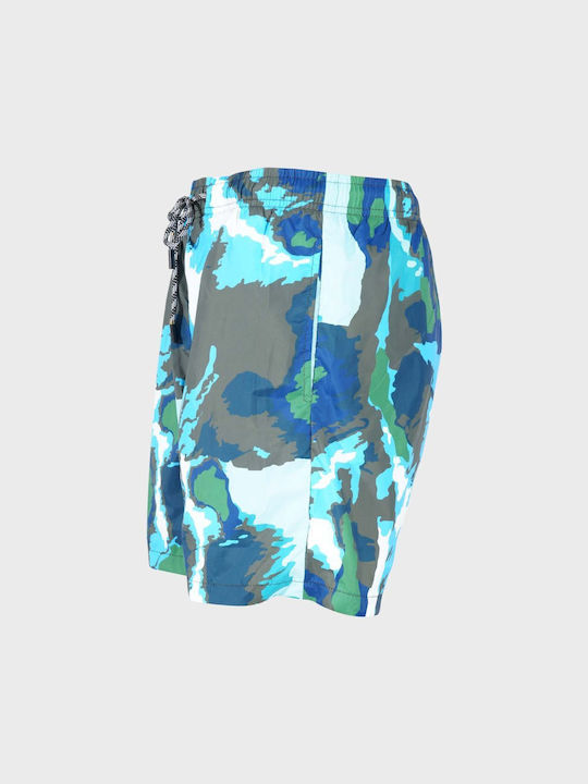 Bărbați costum de baie pantaloni scurți buzunare buzunare armata print BLUE