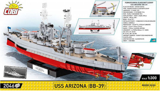 Cobi Building Blocks Historical Collection - Uss Arizona For 10+ Years 2046 Pieces