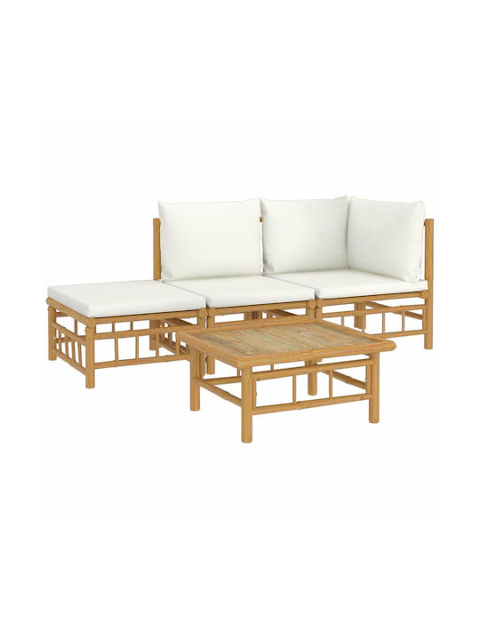 Garten- und Outdoor-Möbelsets 4 Stück Weiß Crem mit Kissen