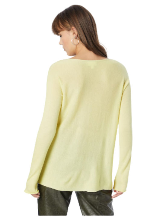 120% LINO WOMAN KNIT SWEATER YELLOW Women's 120% LINO WOMAN KNIT SWEATER YELLOW