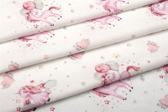Dimcol Комплект чаршафи Полудвойно Памучни Unicorn 208 White / Pink 160x240см 3бр