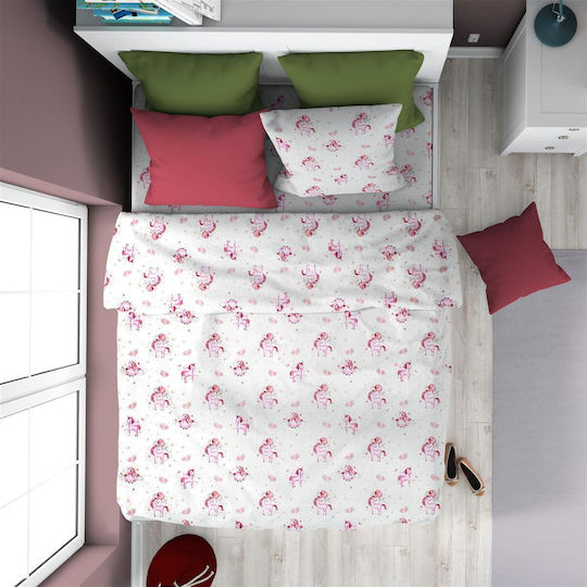 Dimcol Semi Double Set Unicorn 208 White Pink 160x240cm