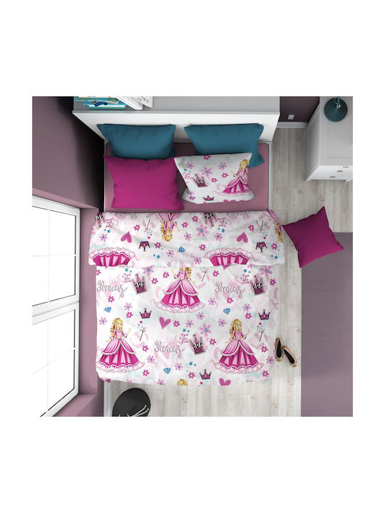 Dimcol Bettwäsche-Set Halb-Doppel aus Baumwolle & Polyester Princess 390 Pink 160x240cm 3Stück