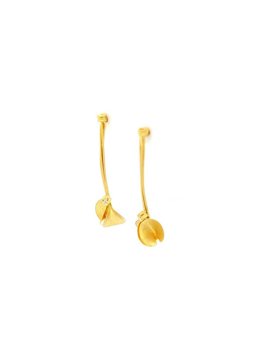 Handmade women's stud earrings, 14K gold (585°)