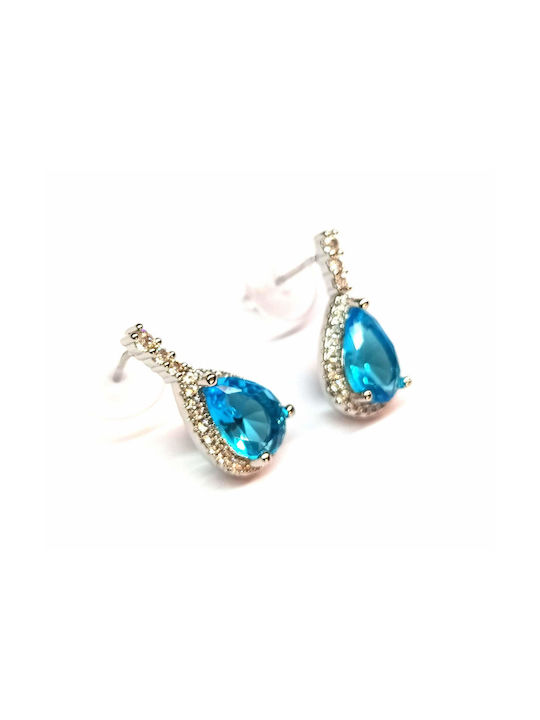 Steel stainless steel and hypoallergenic earrings with aqua marin stone