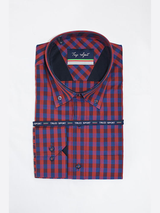 MEN'S SHIRT BLUE/RED TRUZI 014-5003