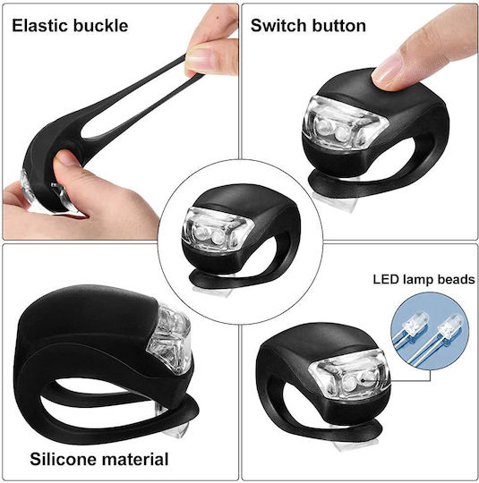 Chengxin HJ008-3 Front Bicycle Light Black Silicone LED