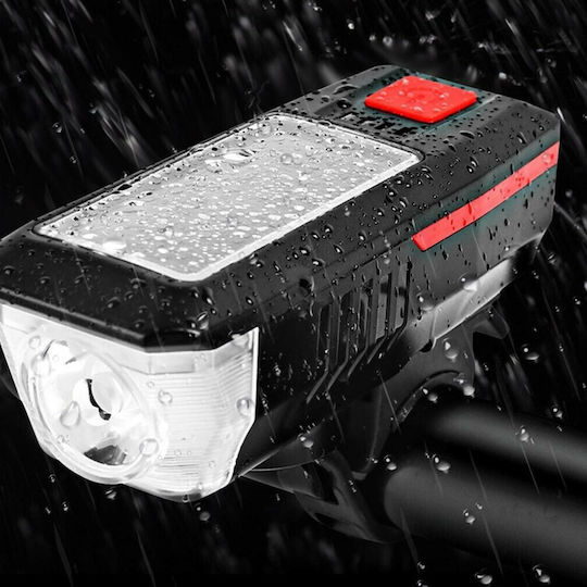 Factory LY-17 Rechargeable Front Bicycle Light Solar Waterproof 350 Lumens with Bell 120db