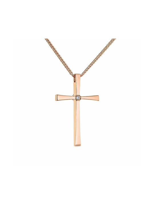 Doppelseitiges Kreuz für Frauen, Roségold 14K AFS-20398R