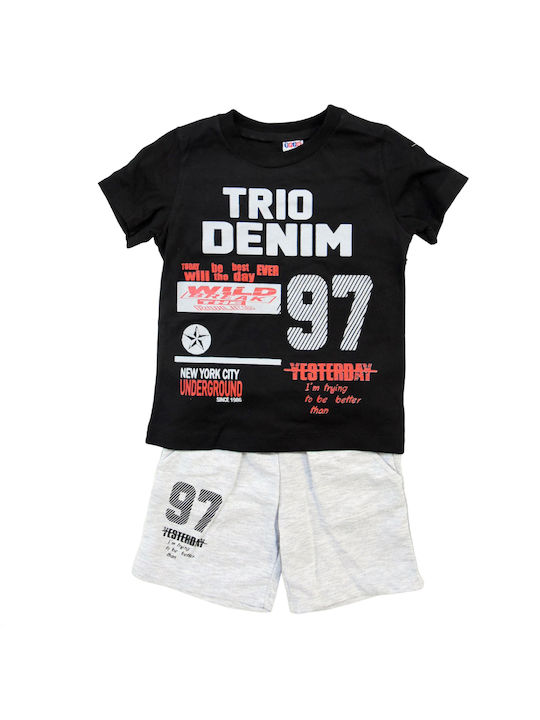 Kids Set Blouse & Bermuda shorts "Denim" Black/Grey