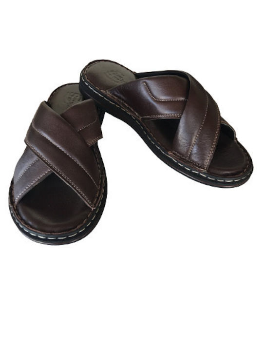 Safe Step KA170 Brown Men's Leather Slipper