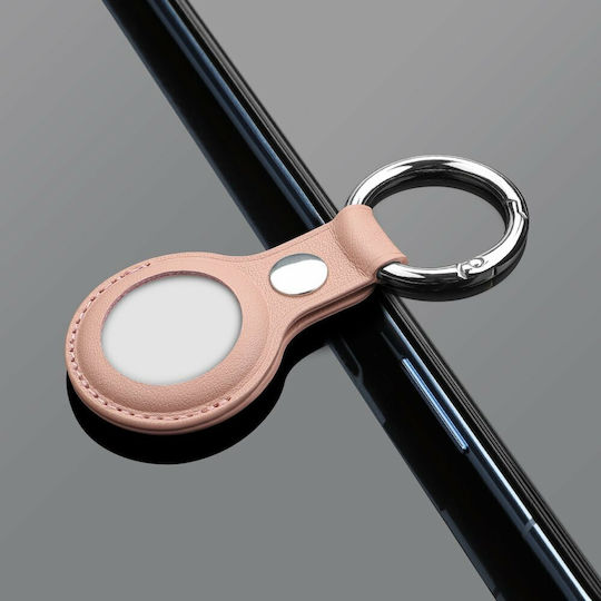 Hurtel Key Ring Θήκη Μπρελόκ Δερματίνης για AirTag σε Ροζ χρώμα