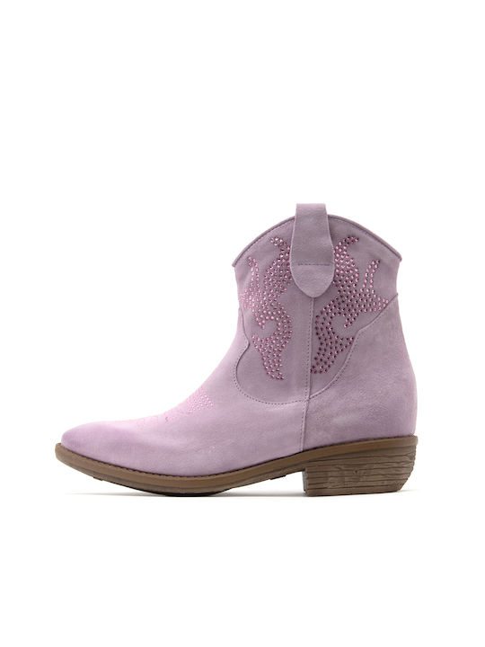 DIVINE FOLLIE SUEDE LEATHER ANKLE BOOTS WOMEN DIVINE FOLLIE ΜΩΒ (DVN-GAIA7-LILLA-S)