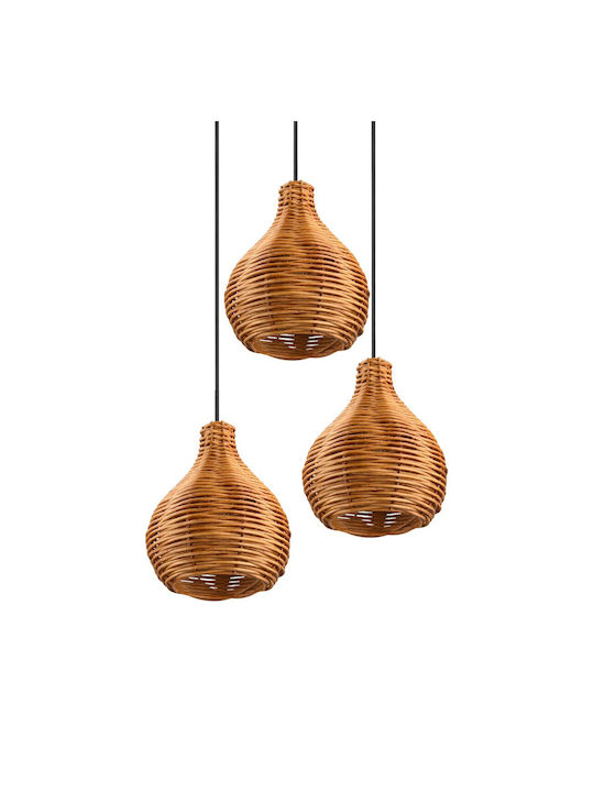 Trio Lighting Sprout Vintage Κρεμαστό Φωτιστικό Τρίφωτο Πλέγμα με Ντουί E14 σε Μαύρο Χρώμα