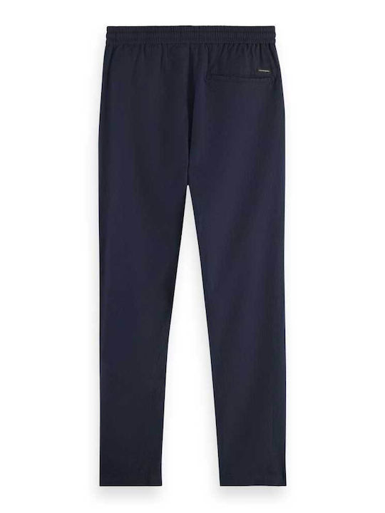 SCOTCH & SODA WARREN COTTON/LINEN TWILL TROUSERS 174932-1149-MARINE