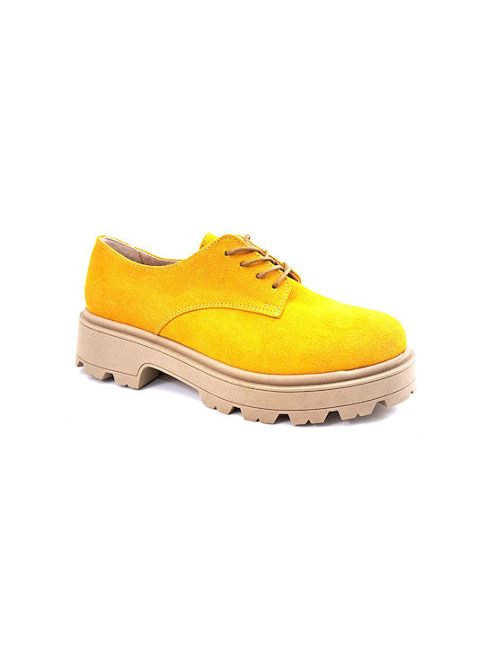 CIOCNIȚĂ DE PIELE CHUNKY BROGUES GALBENĂ - Galbenă