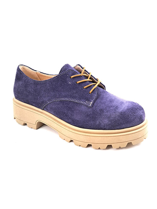 CĂIȚE DE PIELE CHUNKY BROGUES Mov - Mov