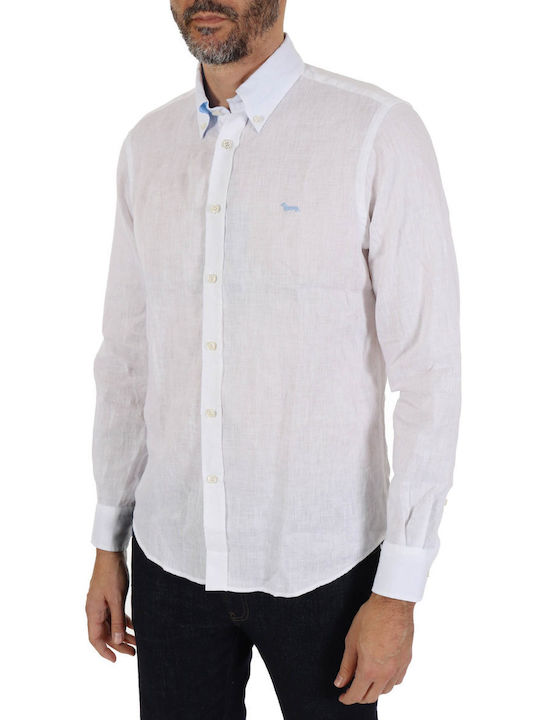 HARMONT & BLAINE HEMD LEINEN BUTTON DOWN REGULAR FIT WEISS