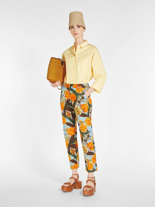 WEEKEND MAX MARA DOMINO PRINTED COTTON PANTS BLUE