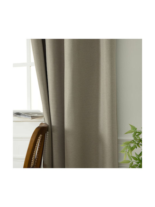 Beauty Home Затъмняваща Пердета И Завеси С Копчета Glare 8444 Пясъчен Цвят 140x270см