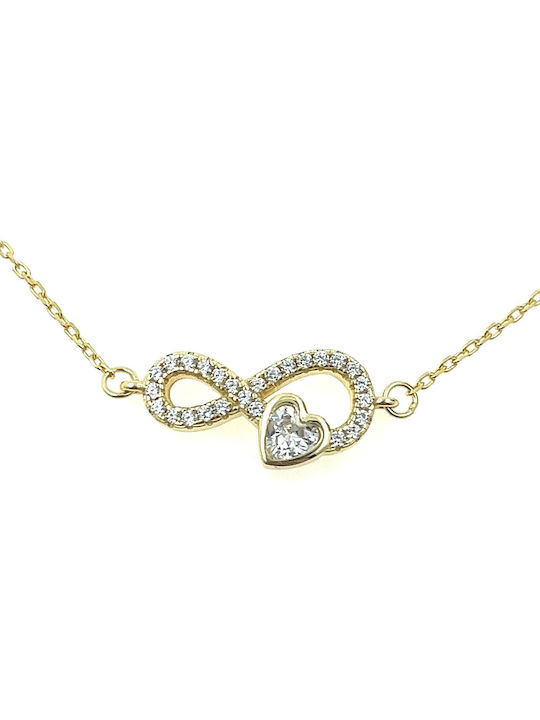 Bracelet with infinity and heart made of gold plated silver 925