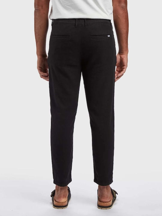 Gabba Gabba Gabba pantaloni chinos Negru MONZA BROKE LINEN PANTALON 0998-TRUE BLACK