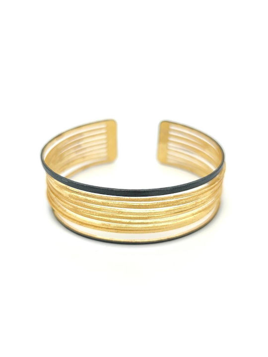 SARINA bracelet women's stripes, silver (925°), gold plated with oxidation, AK2915A