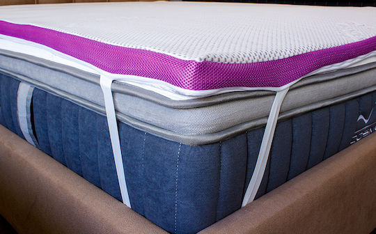 Como felt & wadding producers Mattress Topper Memory Foam 3D Super Double Memory Foam with Removable Cover & Elastic Straps 160x200x4cm