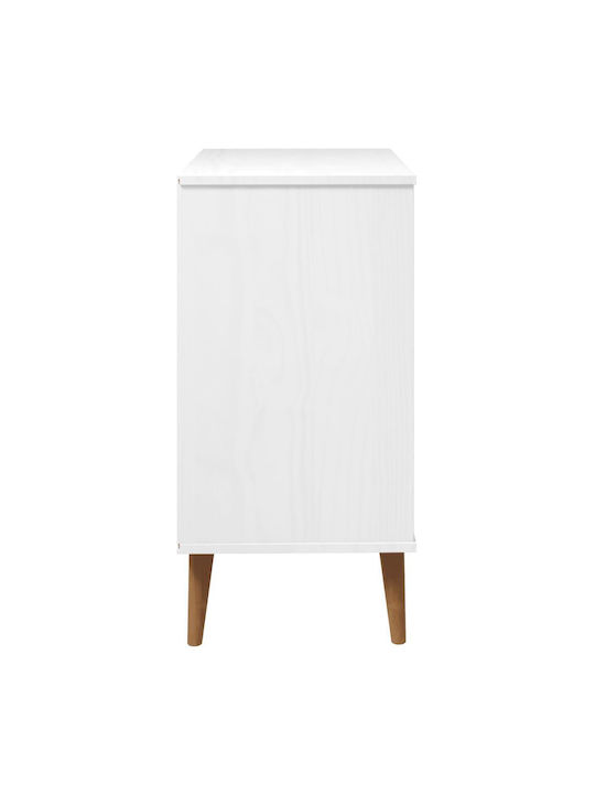 Chest of Drawers of Solid Wood with 3 Drawers White 80x40x80cm