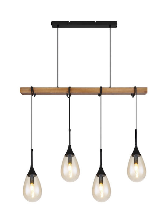 Globo Lighting Päron Pendant Chandelier Rail for 4 Bulbs E14, E.14 Black