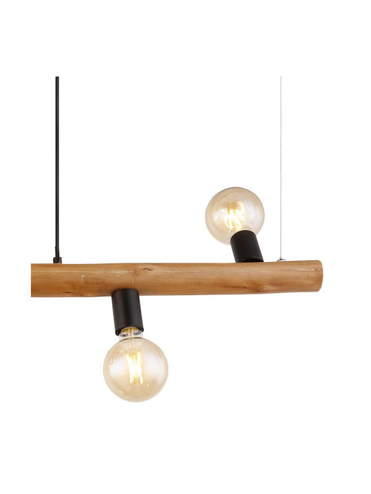 Globo Lighting Kira Pendant Light Brown Rail for 4 Bulbs E27 80x17x150cm