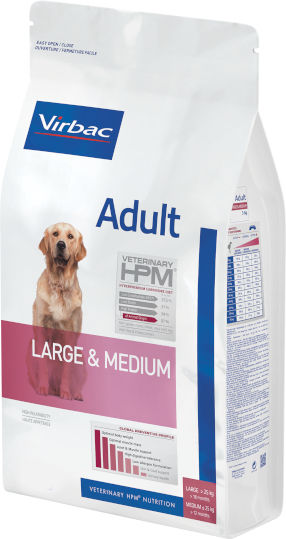 Virbac Adult Large & Medium 3kg Dry Food for Adult Neutered Medium & Large Breed Dogs with Pork, Chicken, Rice, Poultry, Potatoes and Tuna