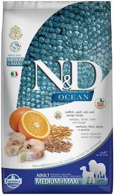 Farmina N&D Ocean Ancestral Grain Medium & Maxi 2.5kg Hrană Uscată cu Puține Cereale pentru Câini Adulți de Rase Medii și Mari cu Pește